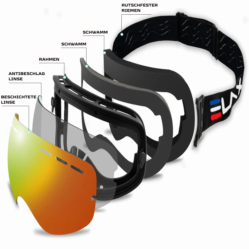 ELAX Dualclear Skibrille - Rot