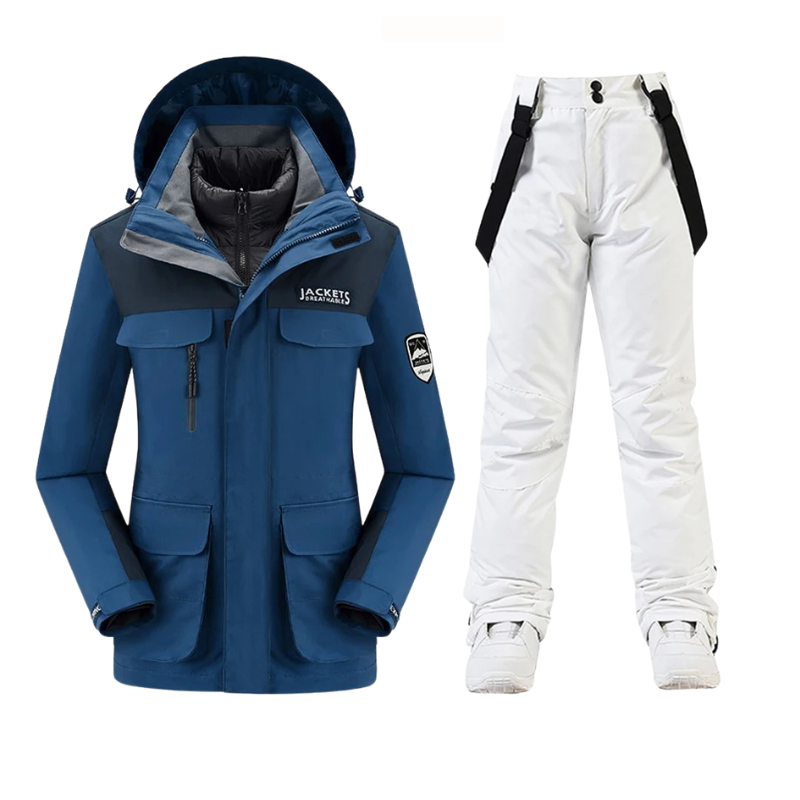 JACKETS – Hochwertiges Ski-Jacke und Skihose Set - Blau - Weiß