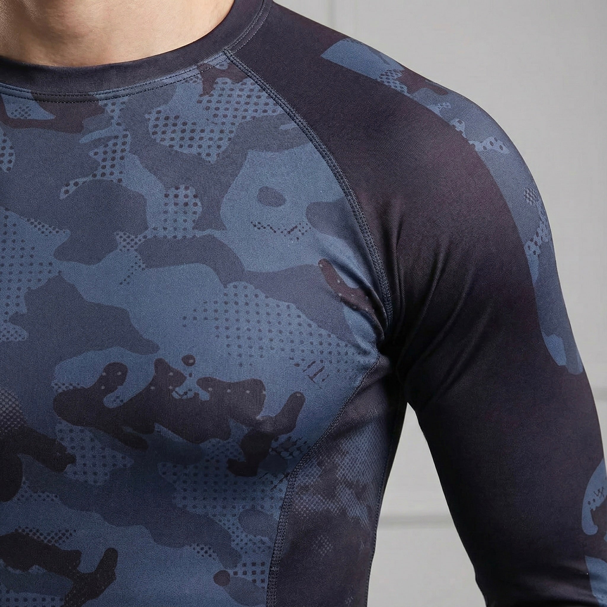 CAILAOBAN - Premium Thermo-Unterwäsche - Blau - Grau getarnt