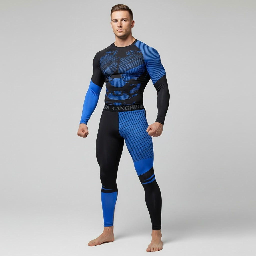 CAILAOBAN - Premium Thermo-Unterwäsche - Blau - Schwarz