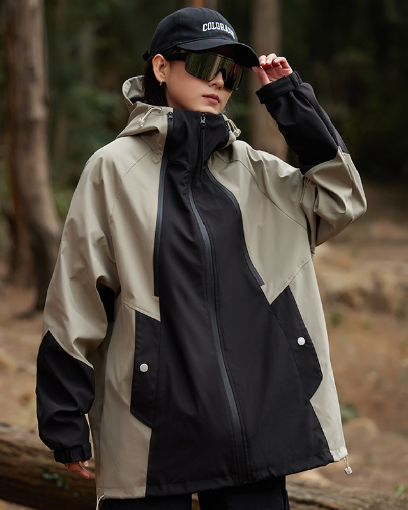 Alpenwear RainShield™ – Wasserdichte Outdoor-Jacke - Rot-Weiß