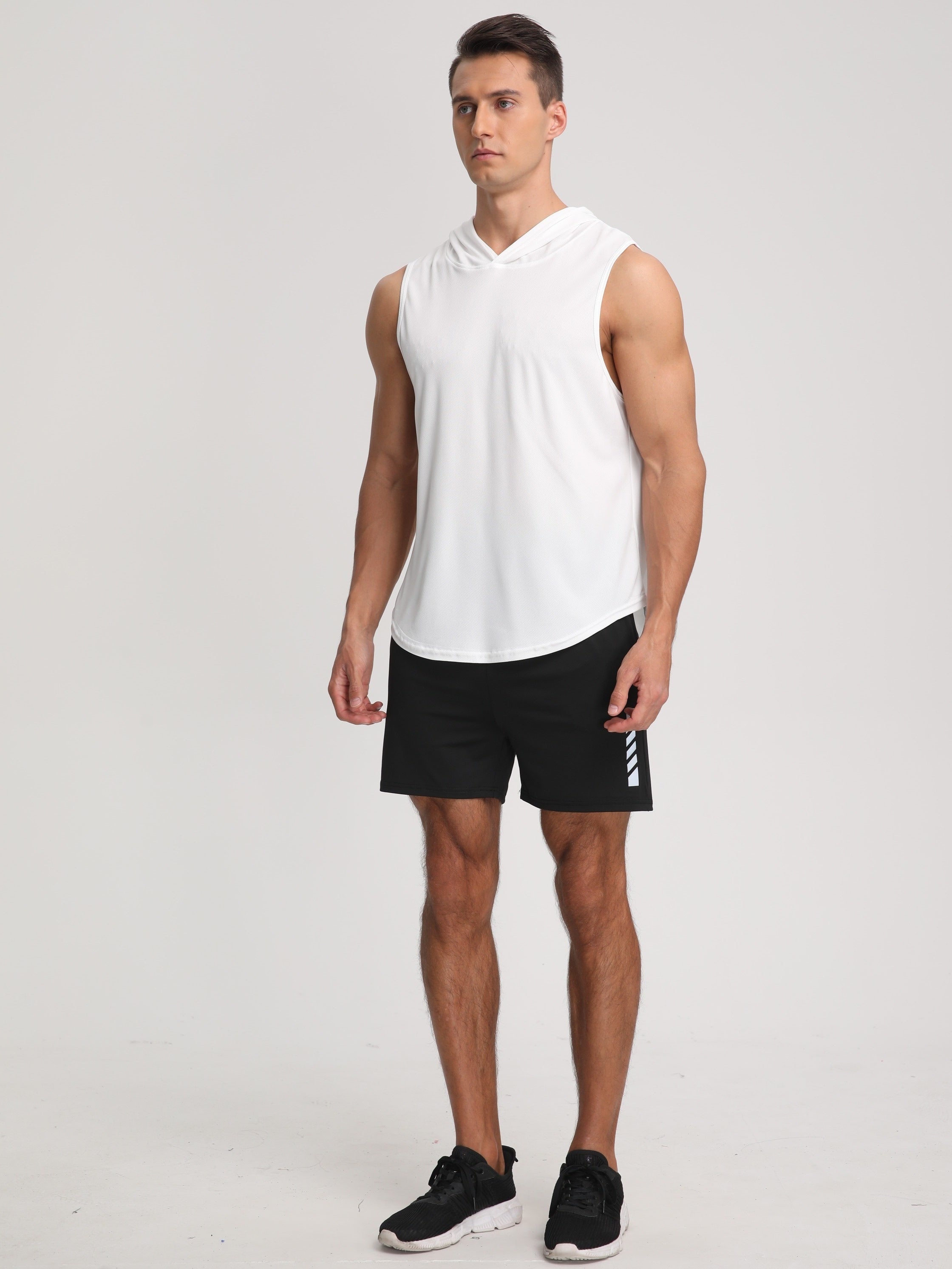 OLIVIER – Ärmelloses Kapuzen-T-Shirt für Herren aus schnelltrocknendem Funktionsstoff - Weiß