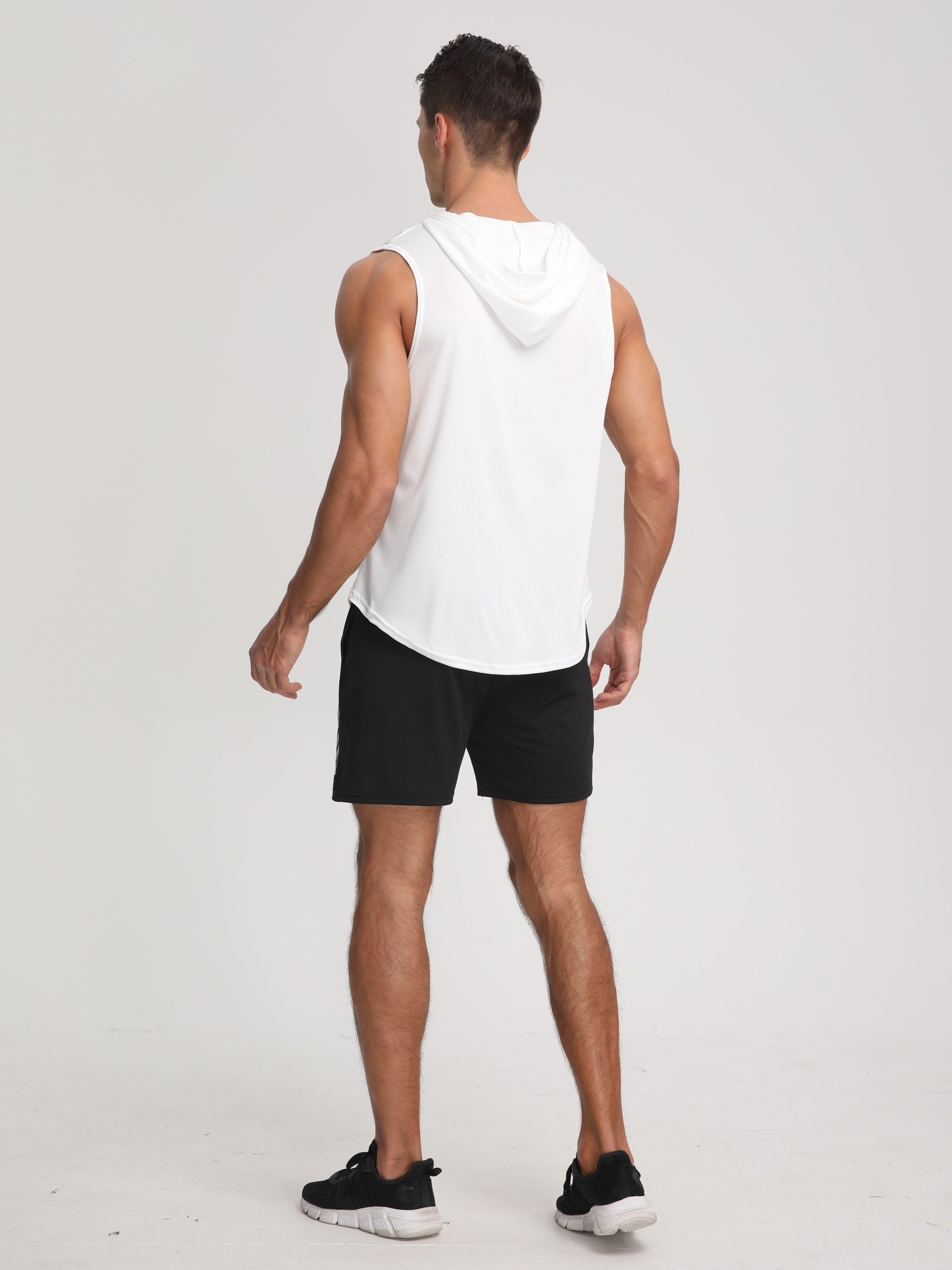 OLIVIER – Ärmelloses Kapuzen-T-Shirt für Herren aus schnelltrocknendem Funktionsstoff - Weiß