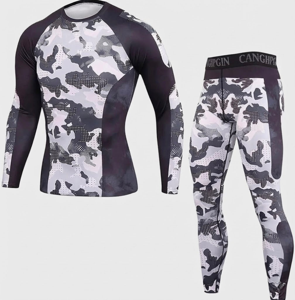 CAILAOBAN - Premium Thermo-Unterwäsche - Schwarz - Weiß getarnt