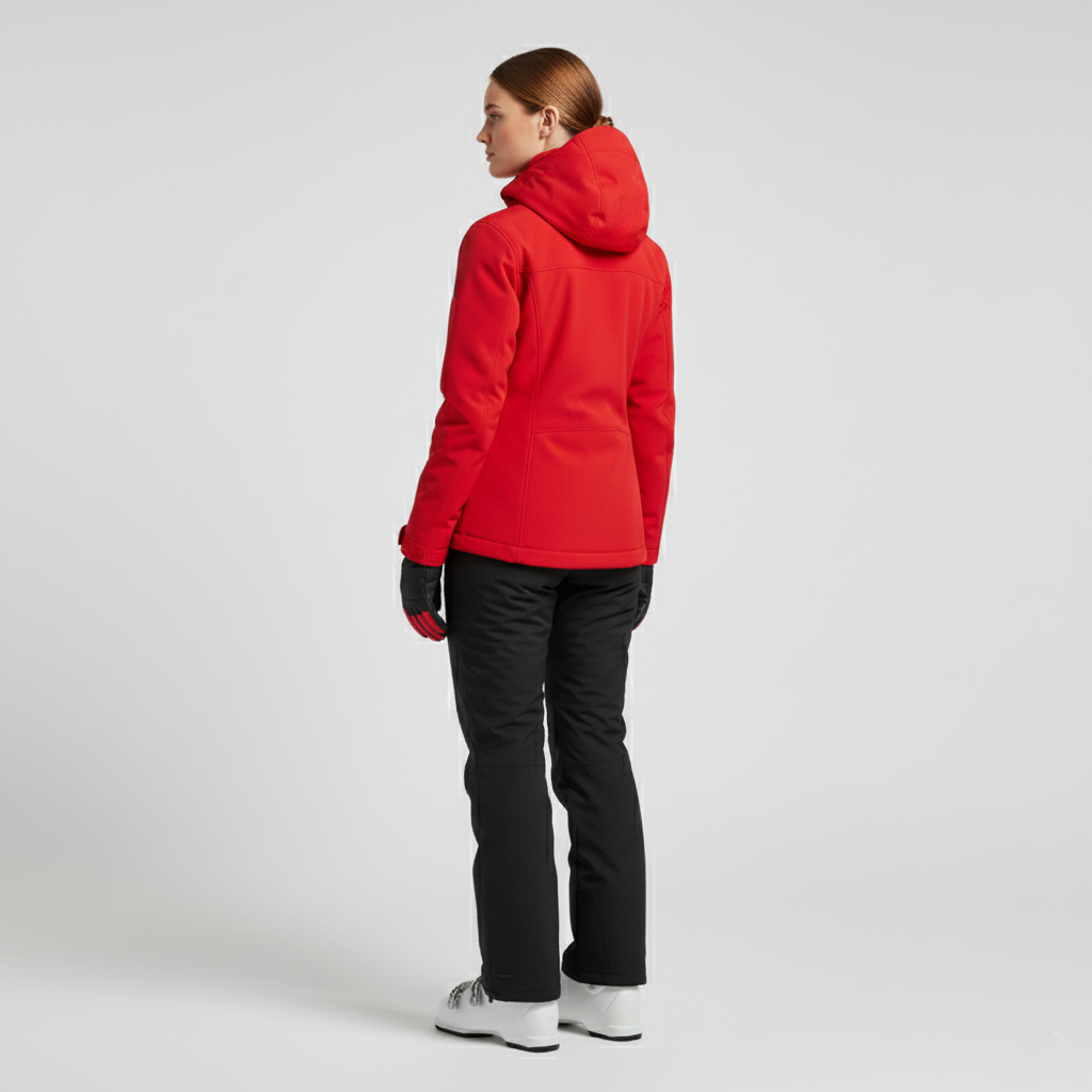 Sofie – Damen Softshelljacke und Skihosen Set – Mit Kapuze – Rot