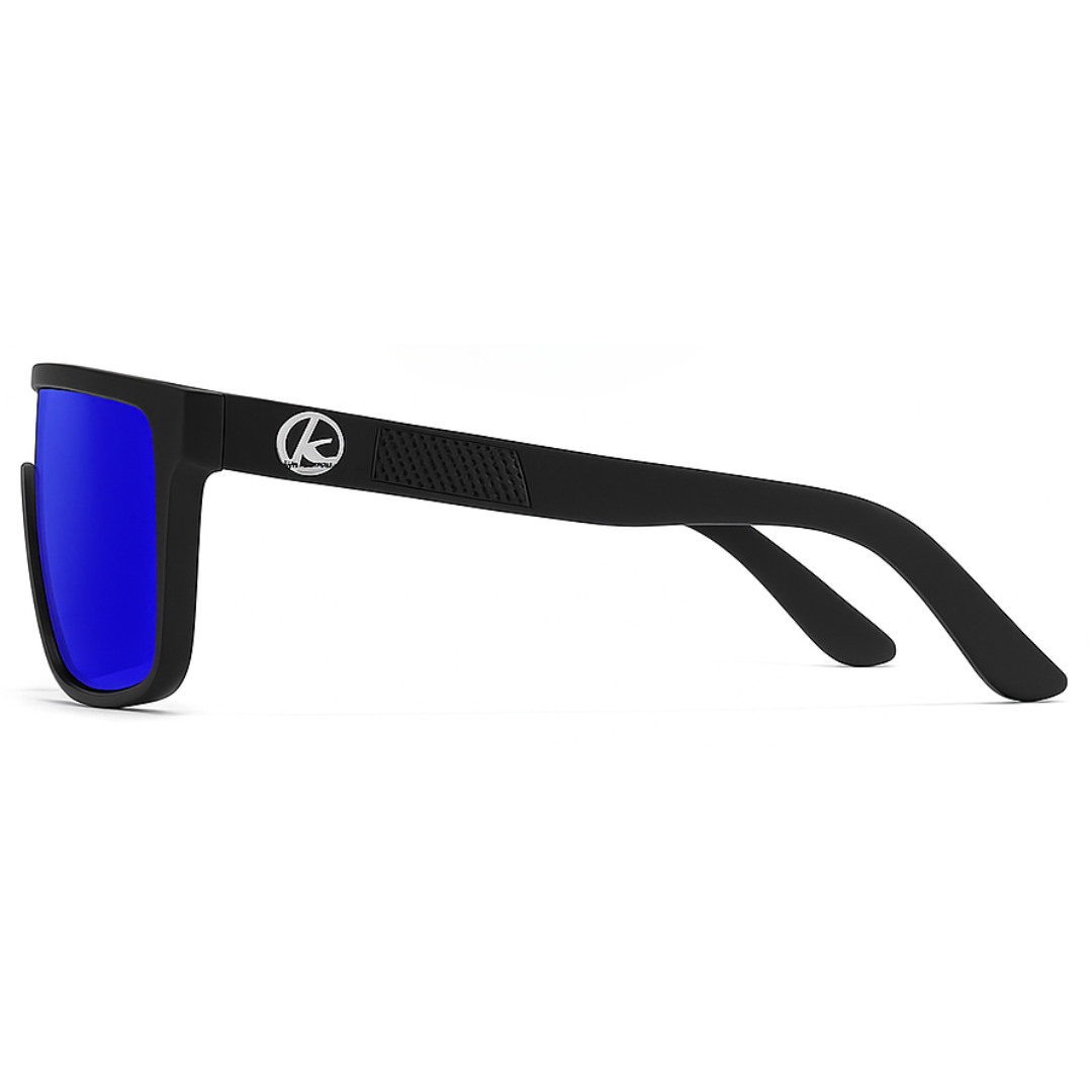 KDEAM Edge Sport-Sonnenbrille | Polarisierte Gläser & Anti-Kratz-Technologie – Blaue Gläser, Schwarzes Gestell