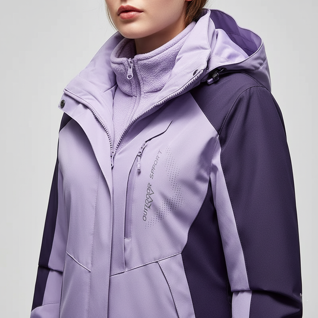 Sienna – Damen Softshelljacke und Skihosen Set – Mit Kapuze – Wasserdicht & Winddicht – Hellviolett