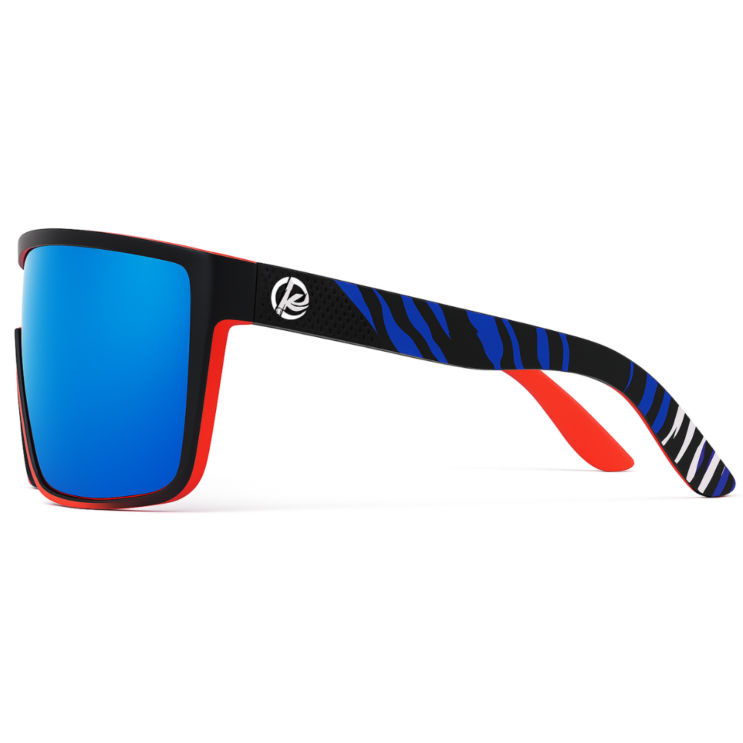 KDEAM Edge Sport-Sonnenbrille | Polarisierte Gläser & Anti-Kratz-Technologie – Blaues Spiegelglas, Schwarzes Gestell
