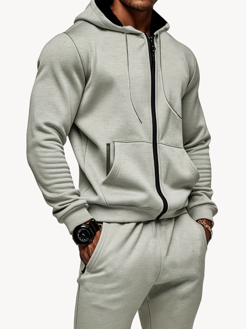 HUGO – Herren Sport- und Freizeitset mit Hoodie und Jogginghose - Hellgrau