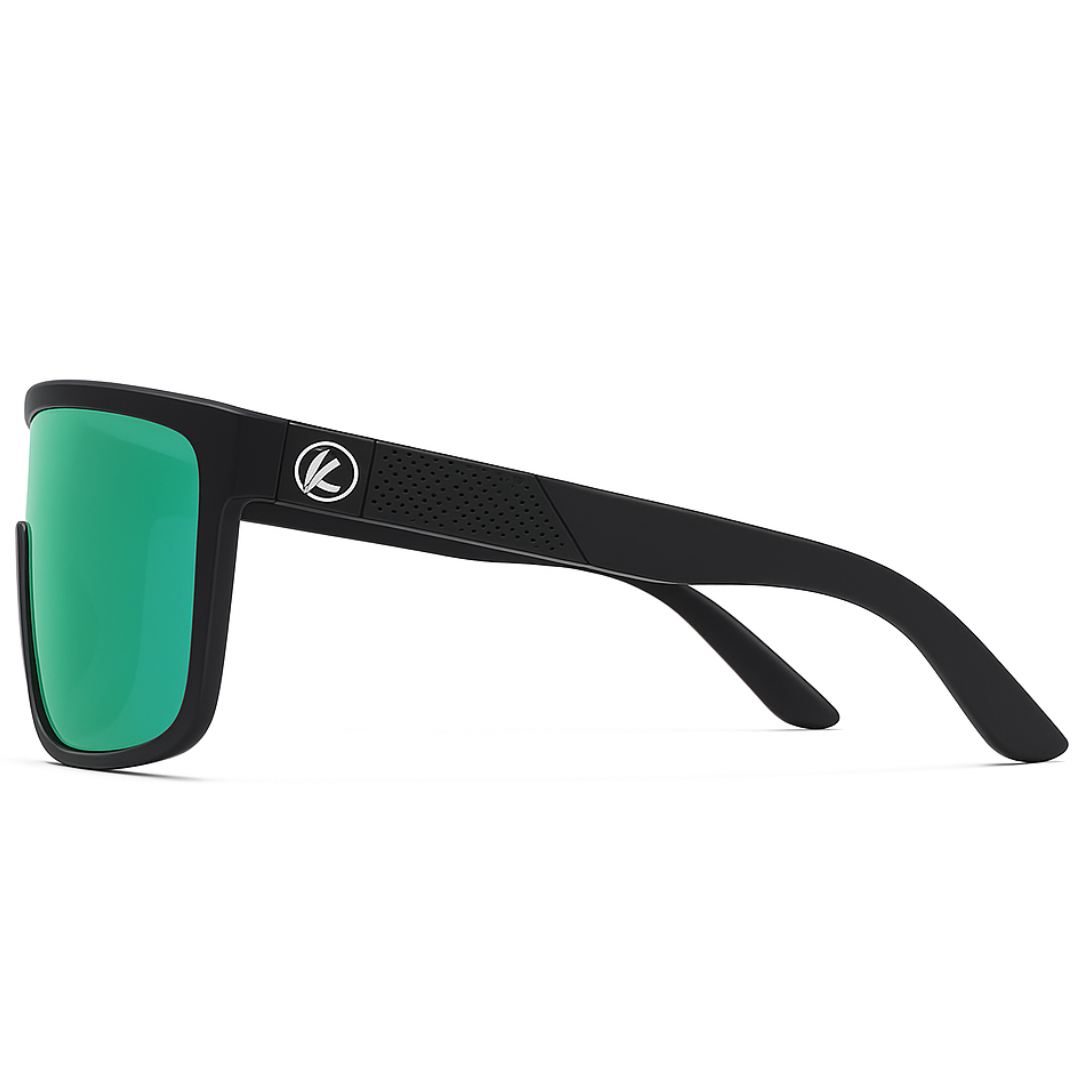 KDEAM Edge Sport-Sonnenbrille | Polarisierte Gläser & Anti-Kratz-Technologie – Grünes Spiegelglas, Schwarzes Gestell