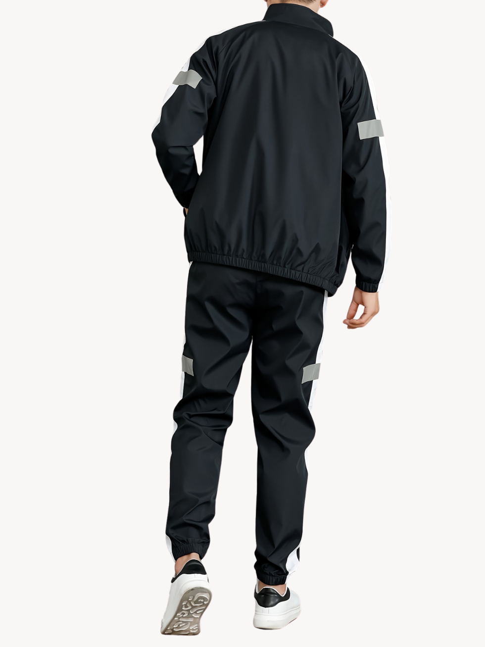 MARCEL – Herren Zweiteiler mit Reißverschlussjacke und Jogginghose im Colorblock-Design - Schwarz