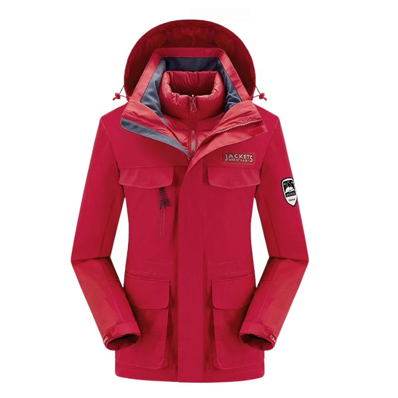 JACKETS – Hochwertiges Ski-Jacke und Skihose Set - Rot - Weiß