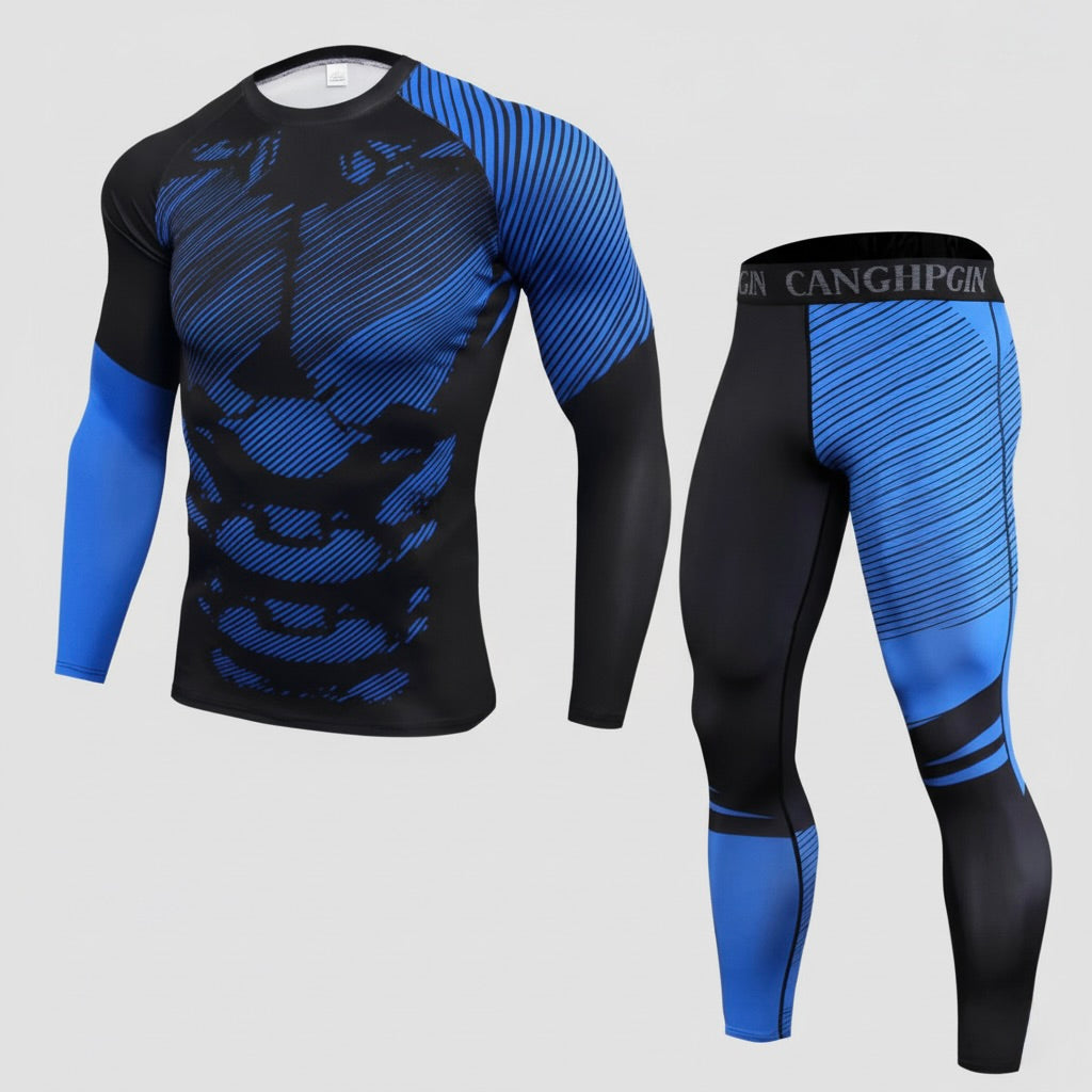 CAILAOBAN - Premium Thermo-Unterwäsche - Blau - Schwarz