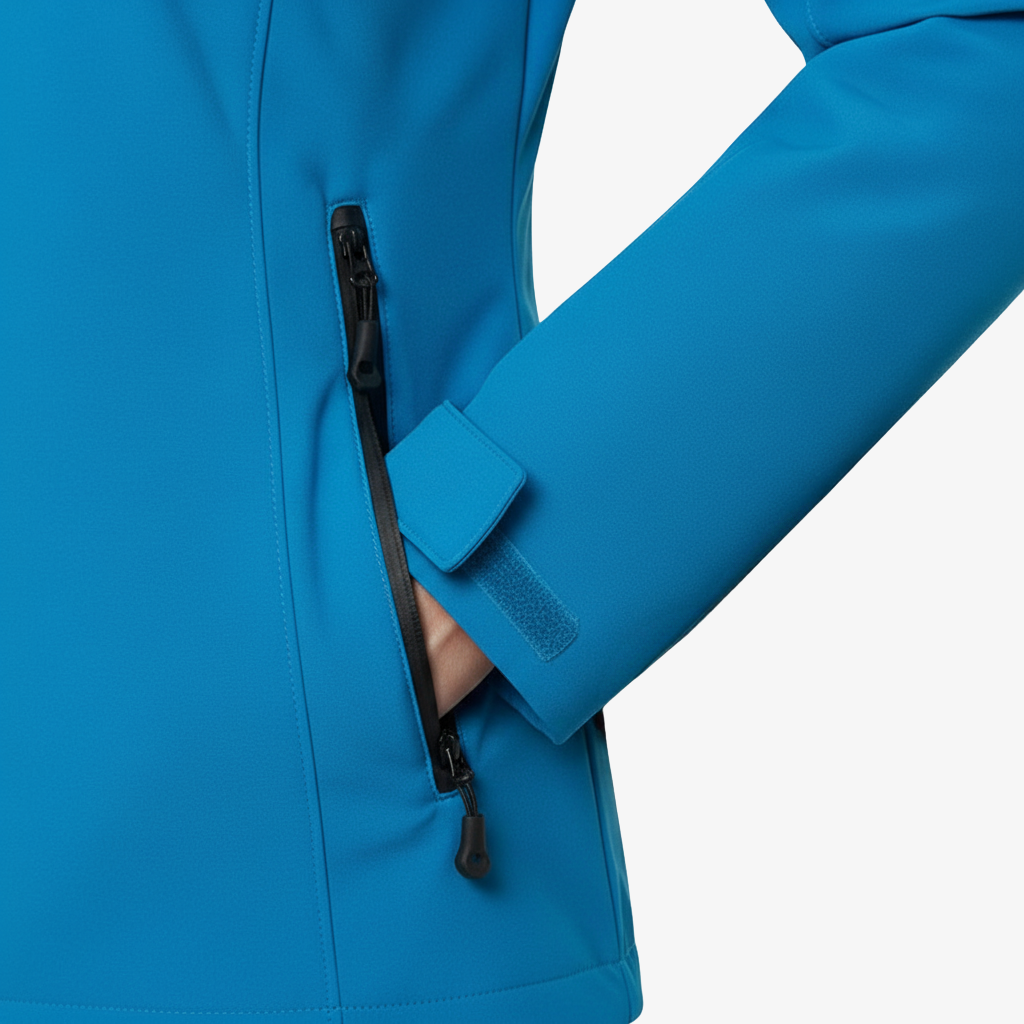 Sofie – Damen Softshelljacke und Skihosen Set – Mit Kapuze – Blau