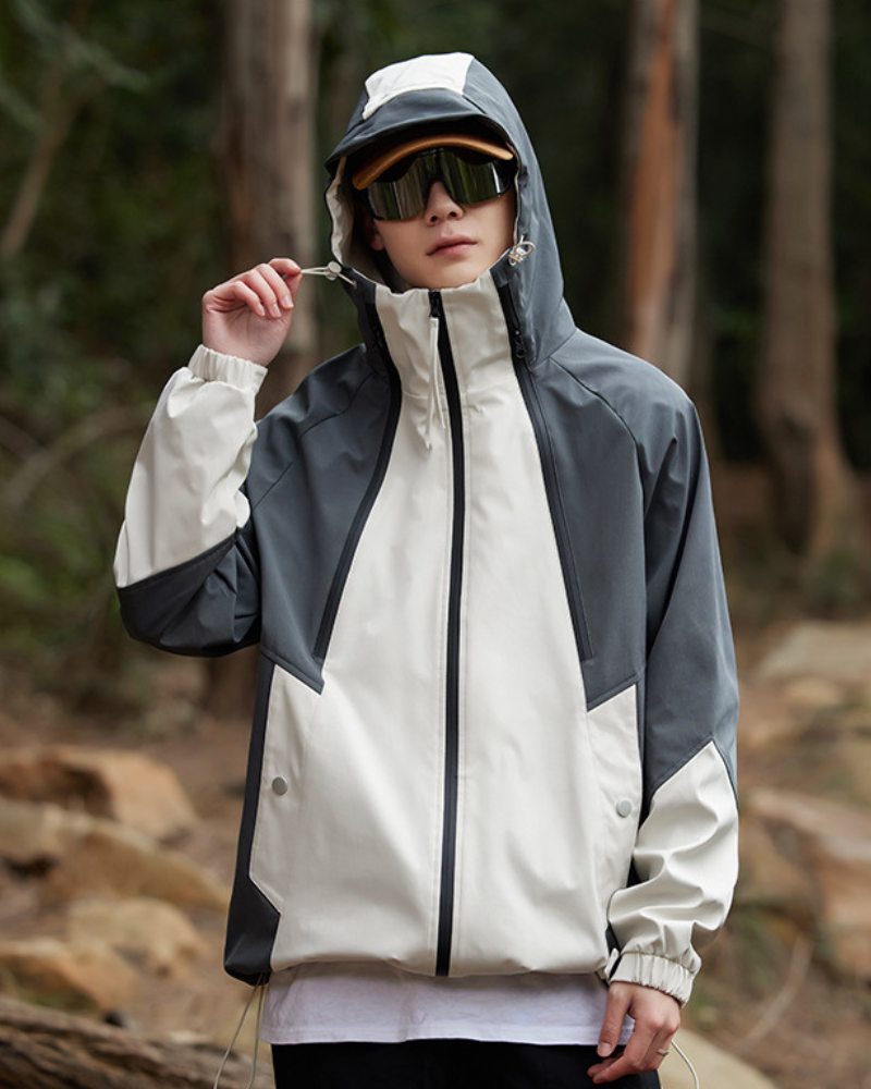 Alpenwear RainShield™ – Wasserdichte Outdoor-Jacke - Gelb-Weiß