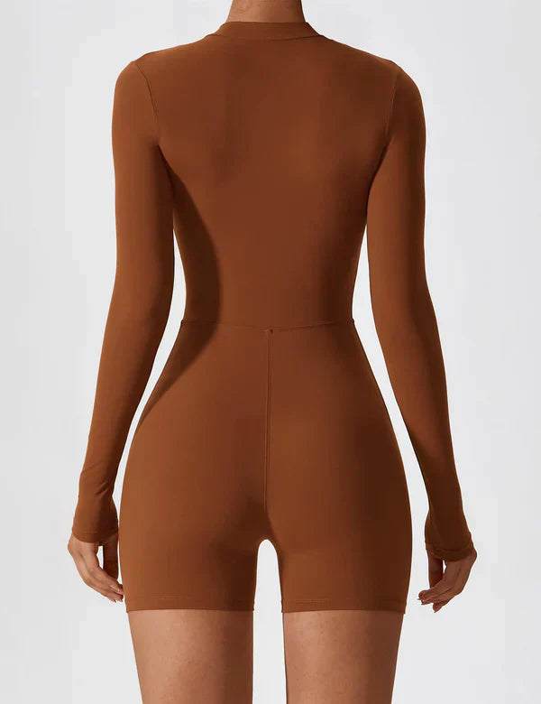 VYLA - Langarm-Romper mit Reißverschluss - Braun