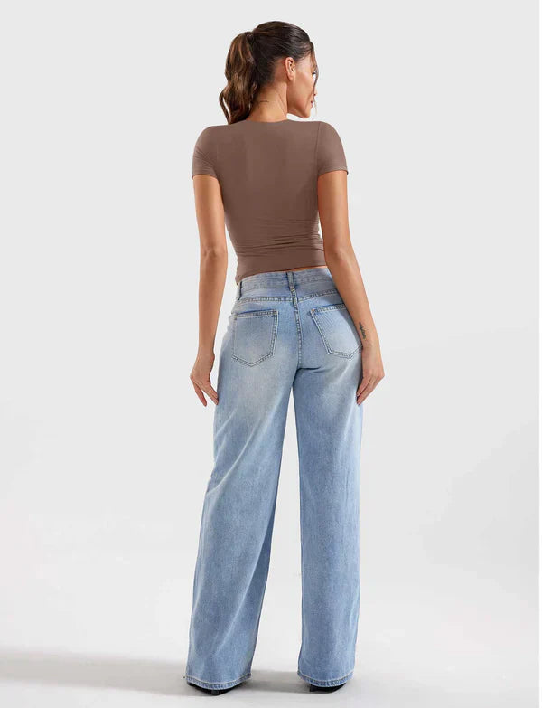 NYRA - Crop Top mit Reißverschluss -  Braun