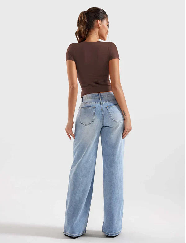 NYRA - Crop Top mit Reißverschluss -  Coffee