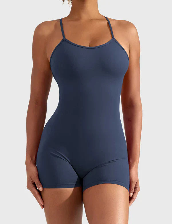 FAYA - Ärmelloser Romper mit V-Rücken - Marinablau