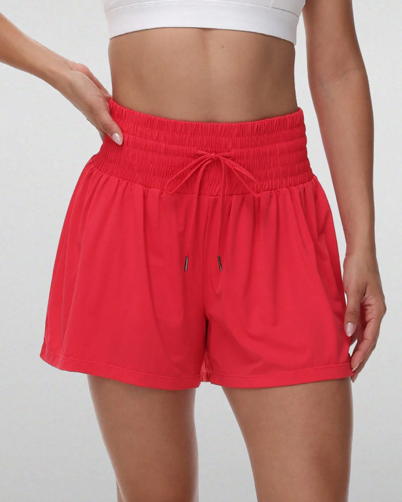 SÉLINA – 2-in-1 High-Waisted Sport Skort mit Taschen - Rot