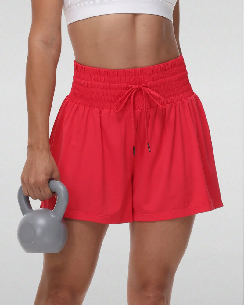 SÉLINA – 2-in-1 High-Waisted Sport Skort mit Taschen - Rot