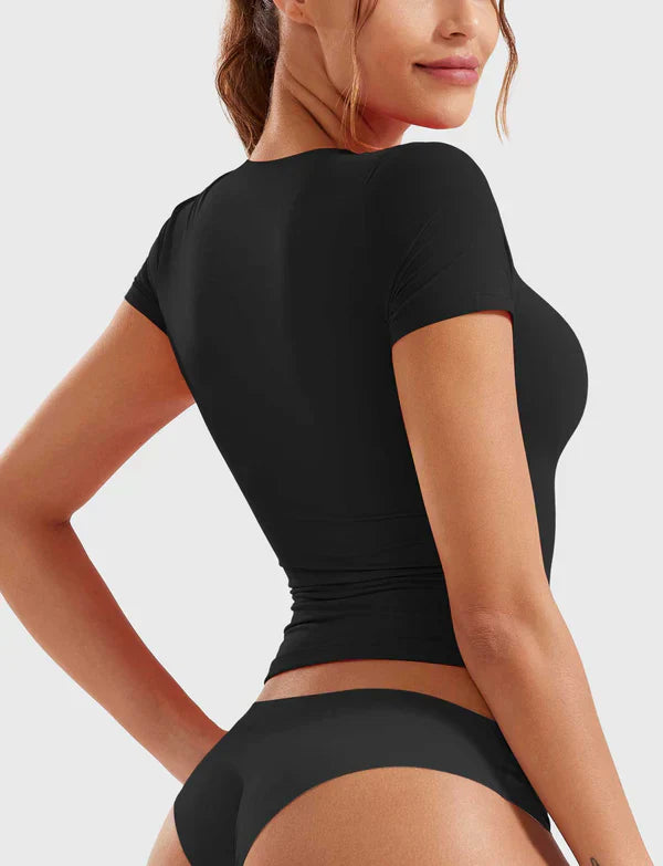 NYRA - Crop Top mit Reißverschluss -  Schwarz