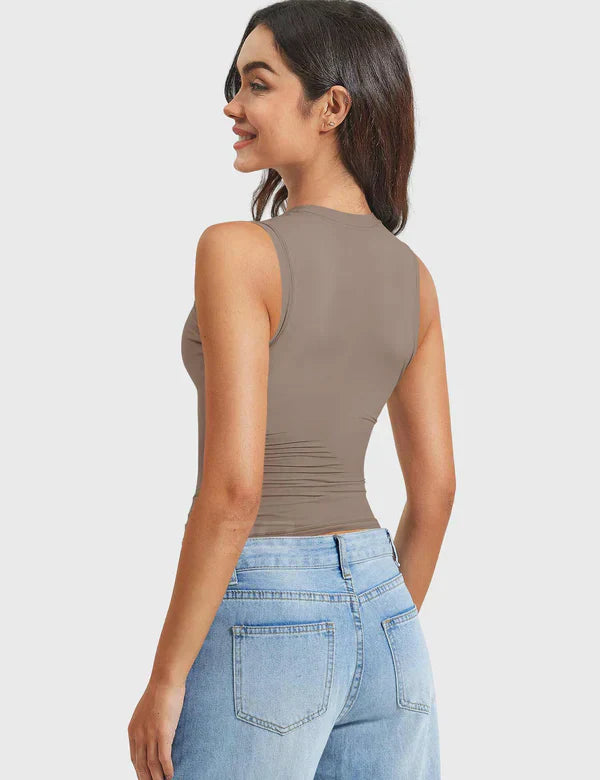 DYVA - Crop top mit Mock Neck - Braun