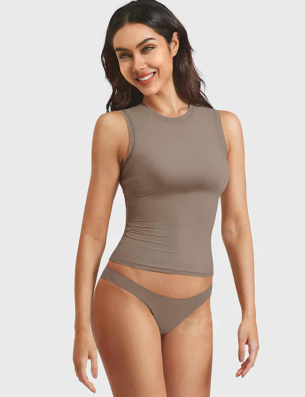 DYVA - Crop top mit Mock Neck - Braun