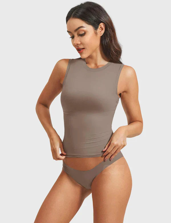 DYVA - Crop top mit Mock Neck - Braun