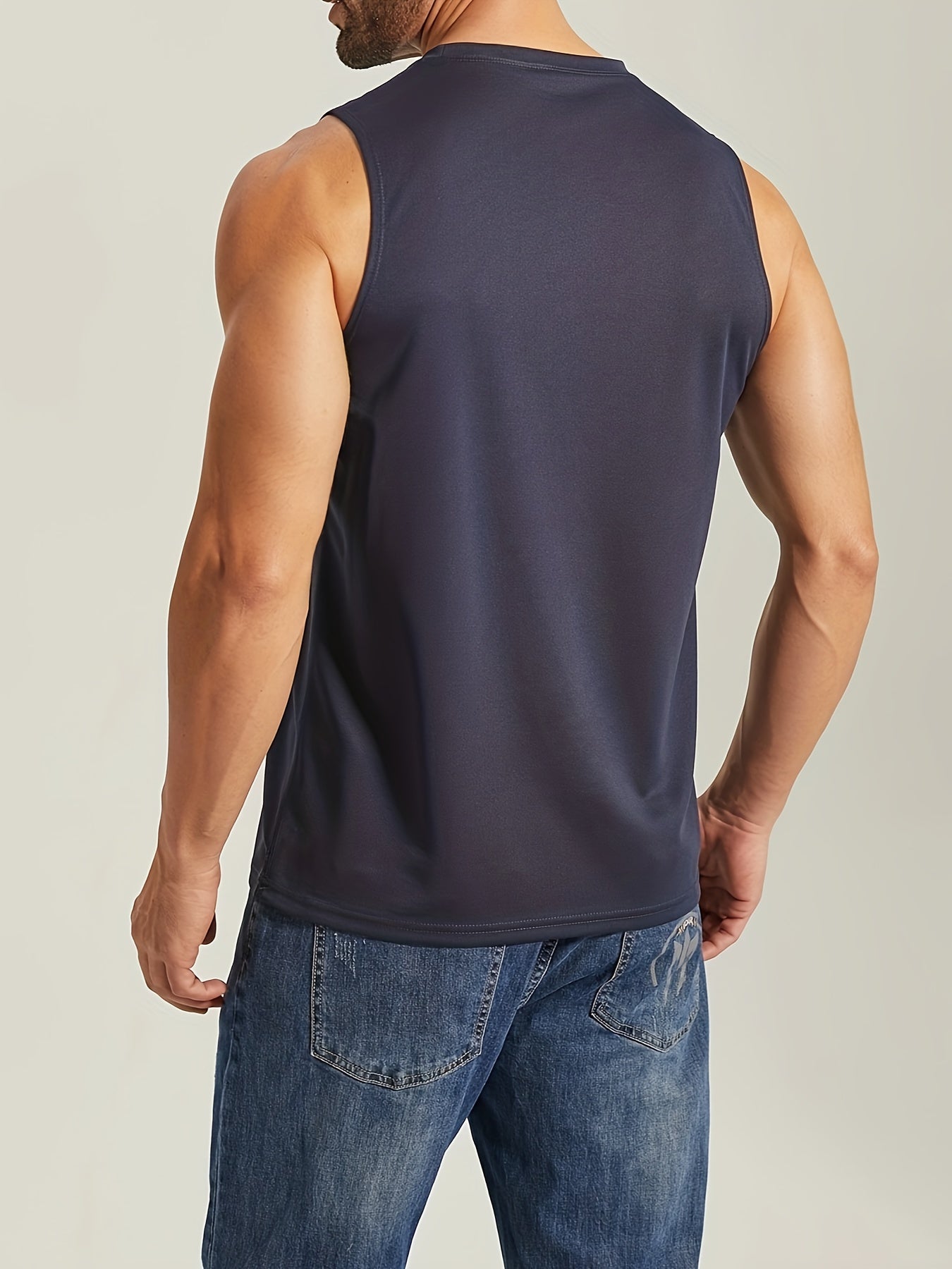 LÉO – Ärmelloses Fitness Tanktop für Herren - Marineblau