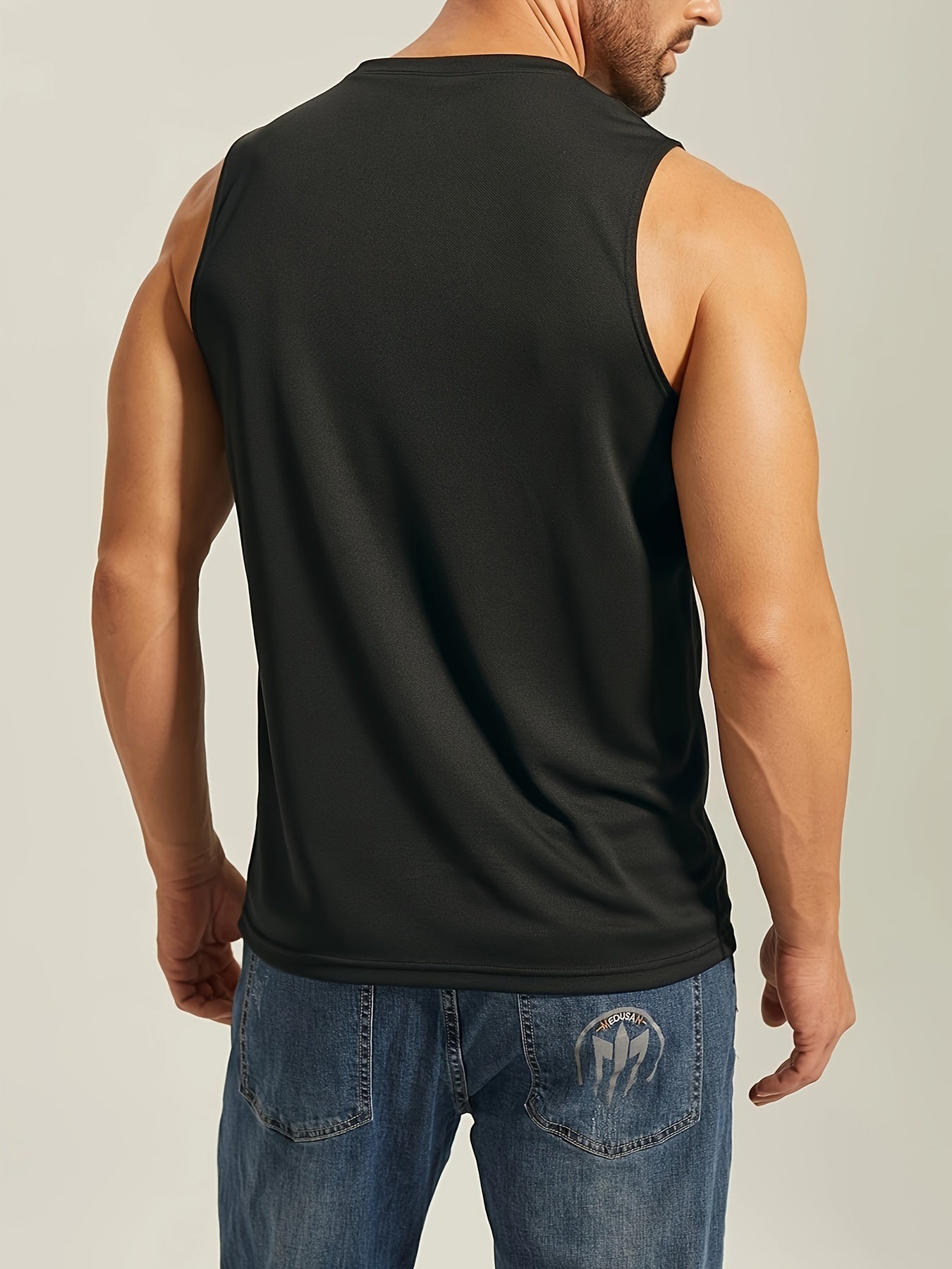 LÉO – Ärmelloses Fitness Tanktop für Herren - Schwarz