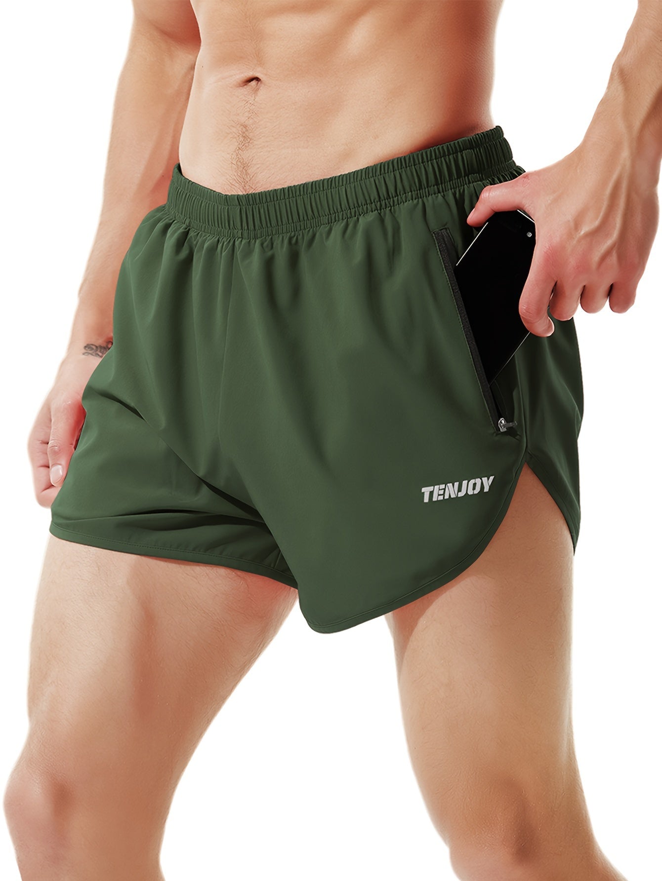 LUCIAN – Schnell trocknende Fitness-Shorts für Herren mit Taschen - Grün