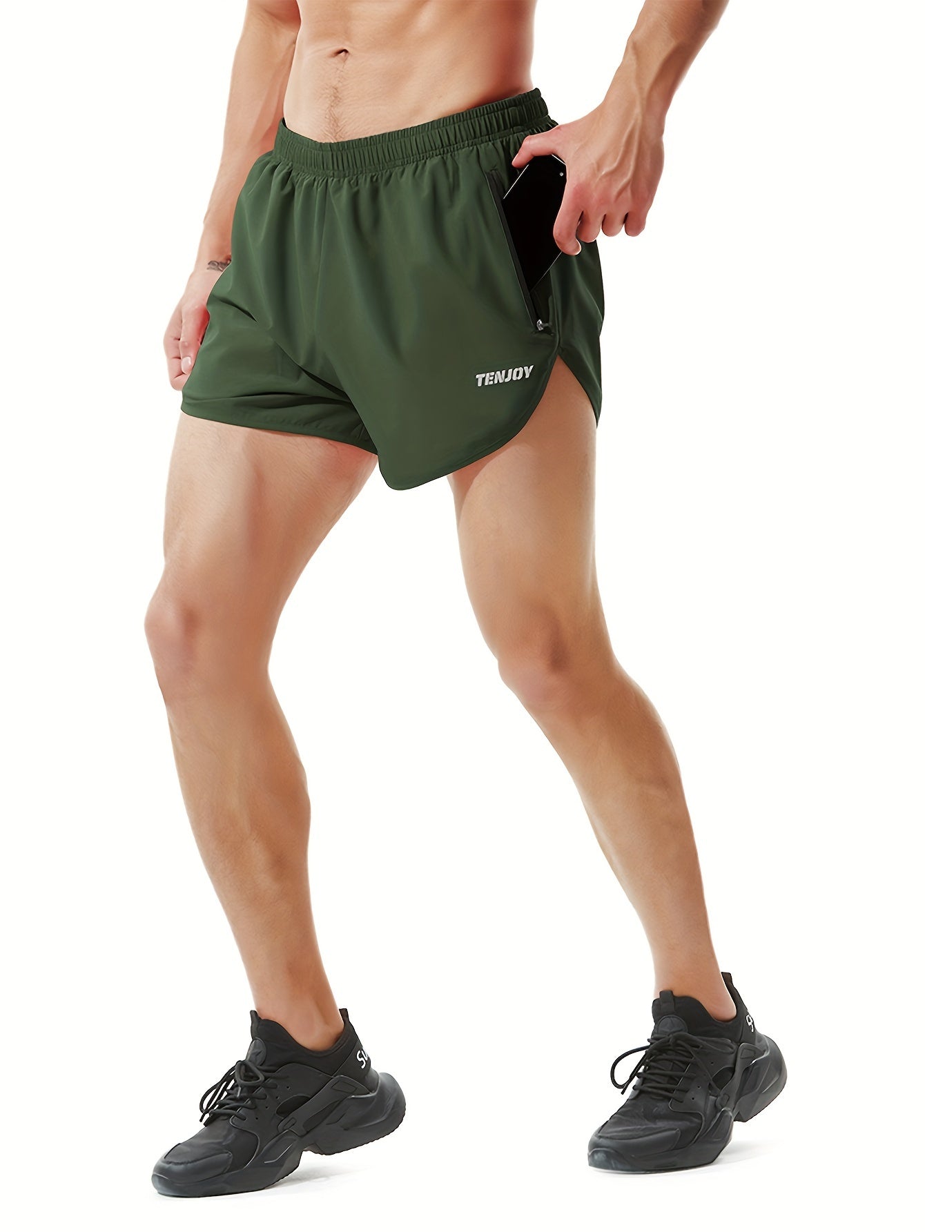 LUCIAN – Schnell trocknende Fitness-Shorts für Herren mit Taschen - Grün
