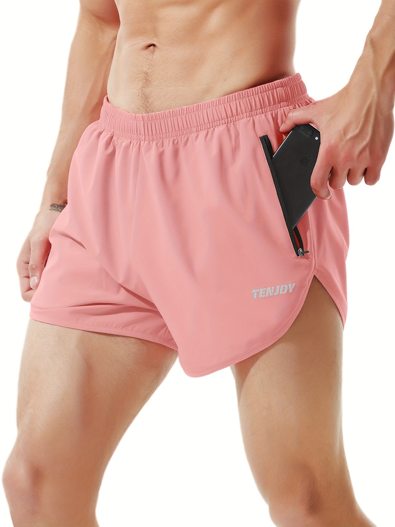 LUCIAN – Schnell trocknende Fitness-Shorts für Herren mit Taschen - Hellrosa