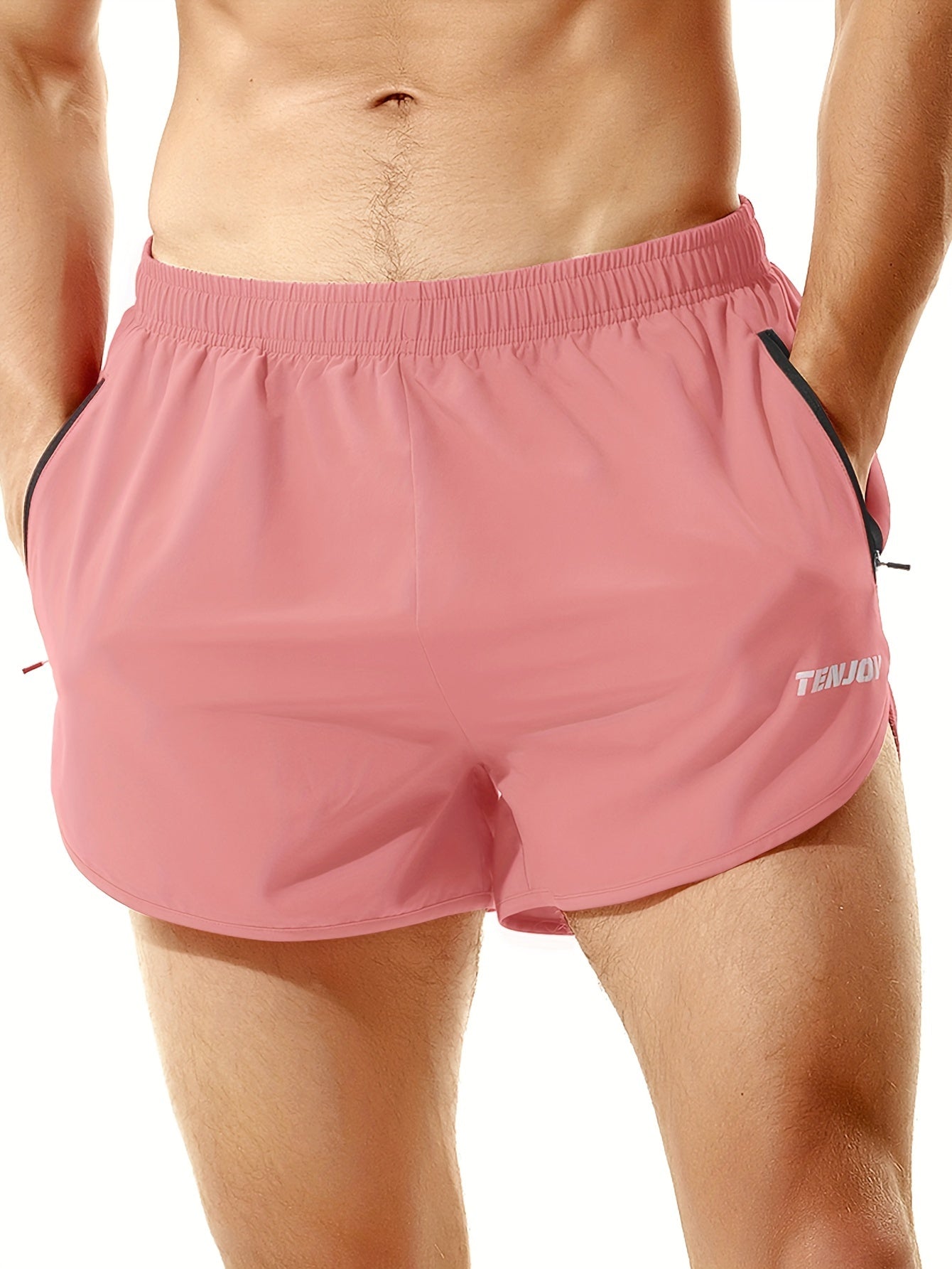 LUCIAN – Schnell trocknende Fitness-Shorts für Herren mit Taschen - Hellrosa