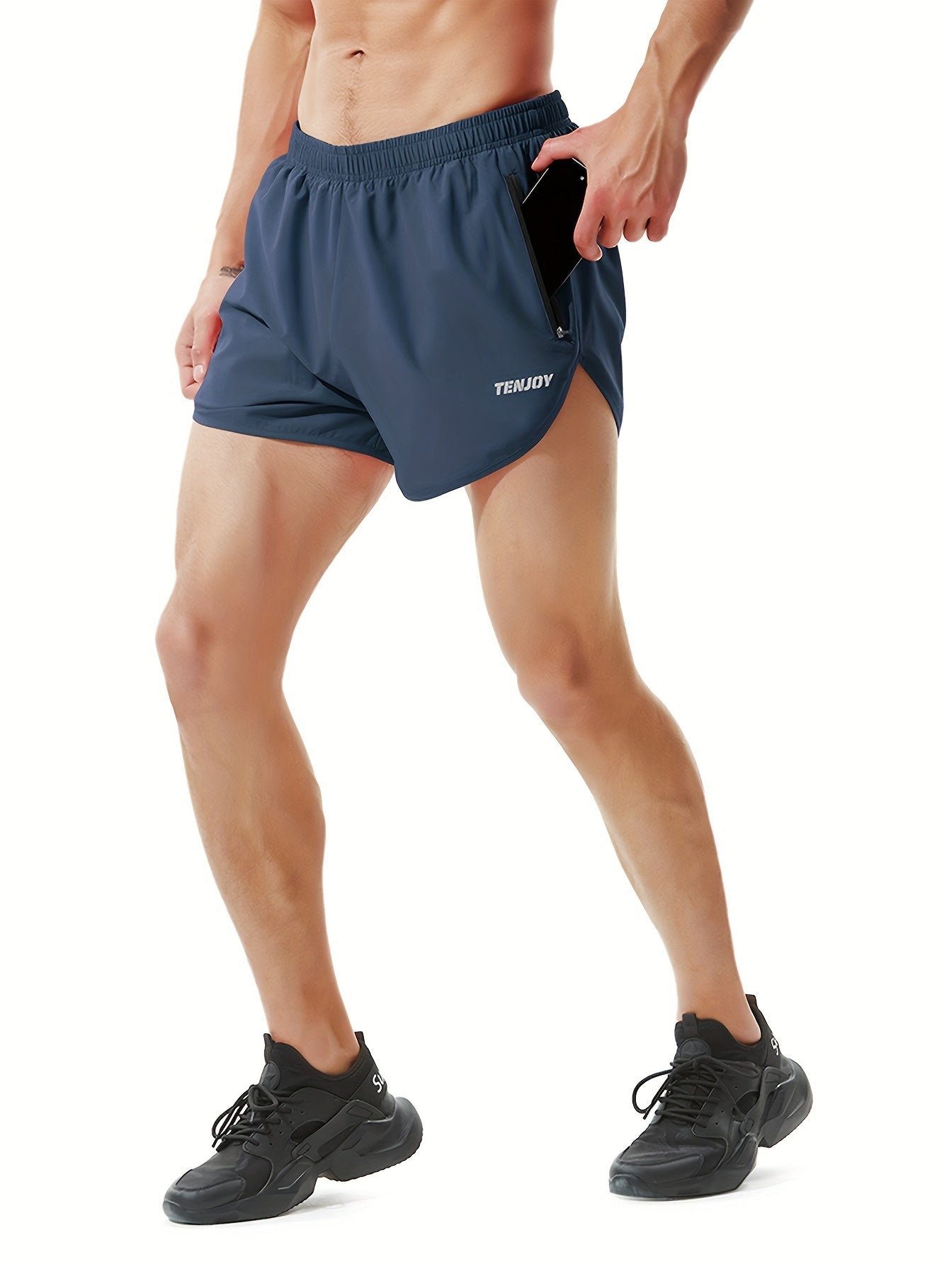 LUCIAN – Schnell trocknende Fitness-Shorts für Herren mit Taschen - Marineblau