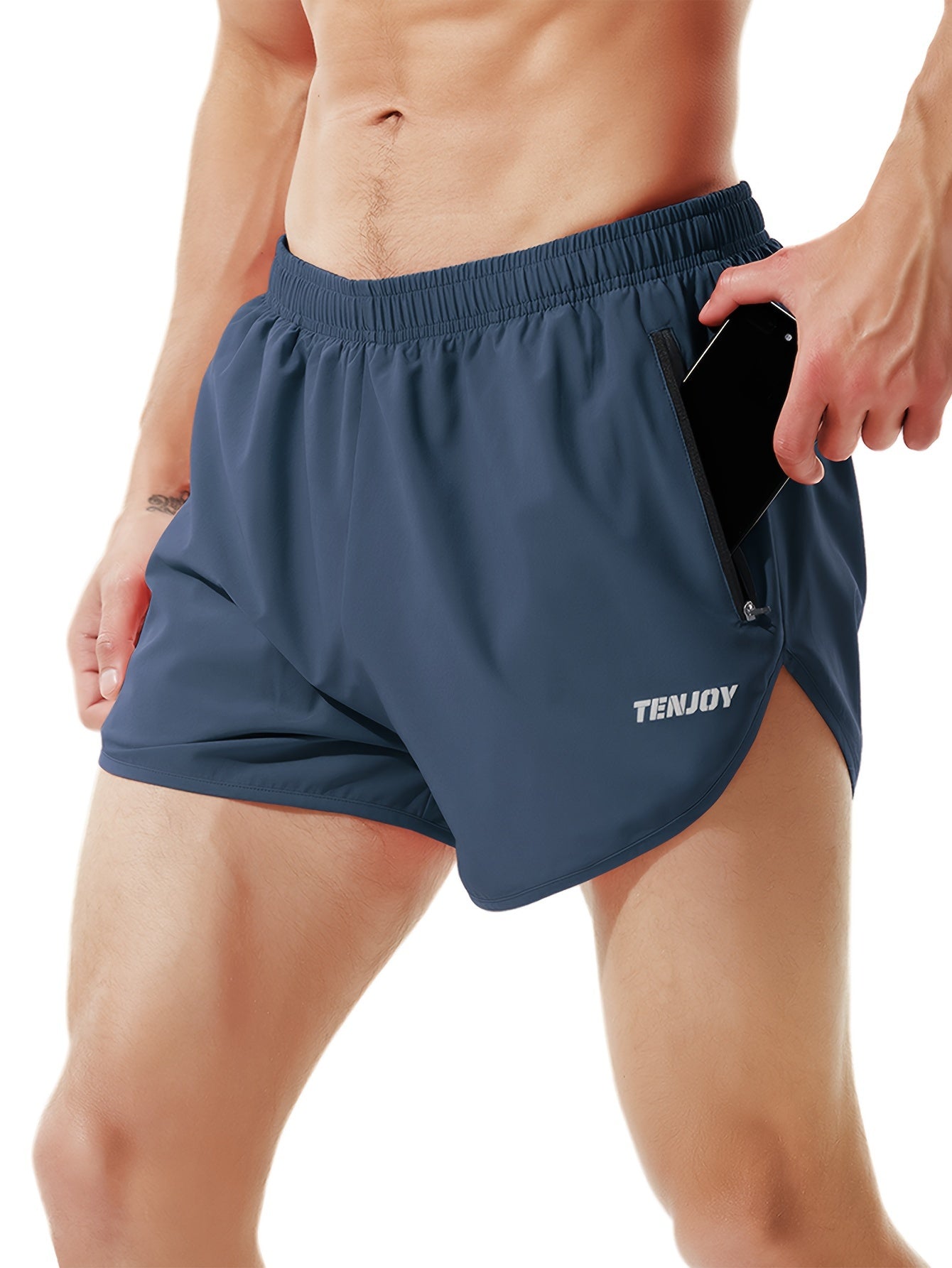 LUCIAN – Schnell trocknende Fitness-Shorts für Herren mit Taschen - Marineblau