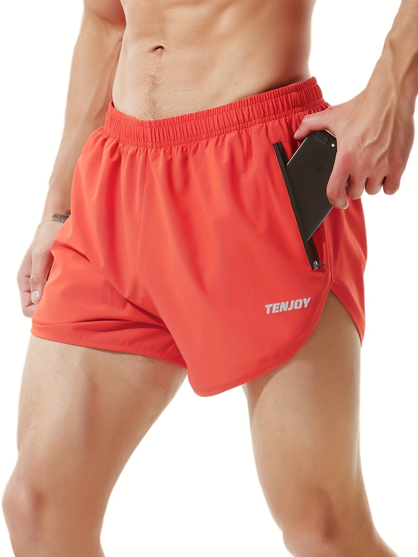 LUCIAN – Schnell trocknende Fitness-Shorts für Herren mit Taschen - Rot