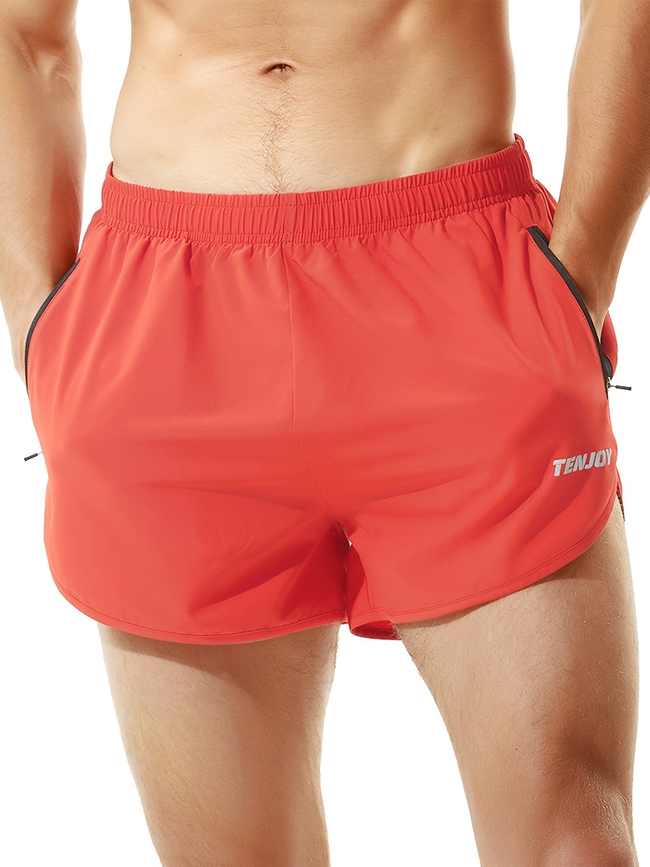LUCIAN – Schnell trocknende Fitness-Shorts für Herren mit Taschen - Rot