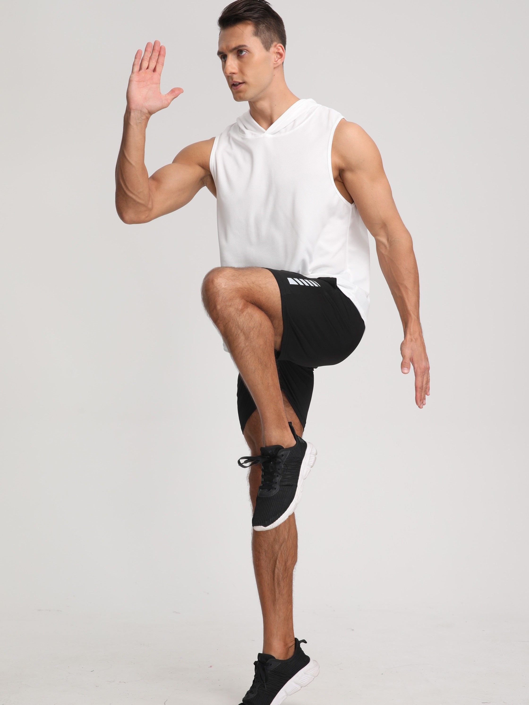 OLIVIER – Ärmelloses Kapuzen-T-Shirt für Herren aus schnelltrocknendem Funktionsstoff - Weiß