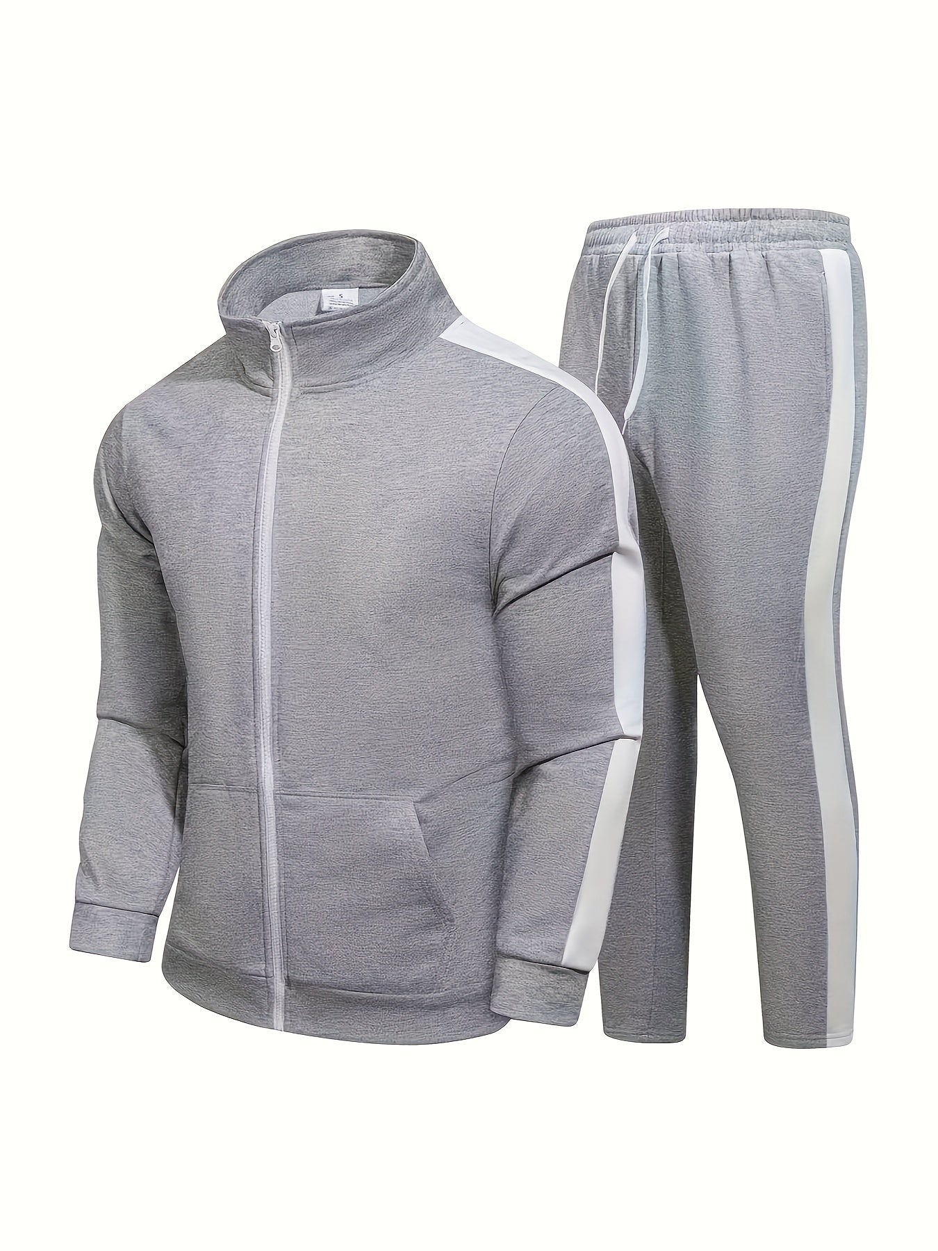DARCY – Herren Sport-Set im Patchwork-Design mit Reißverschlussjacke - Grau