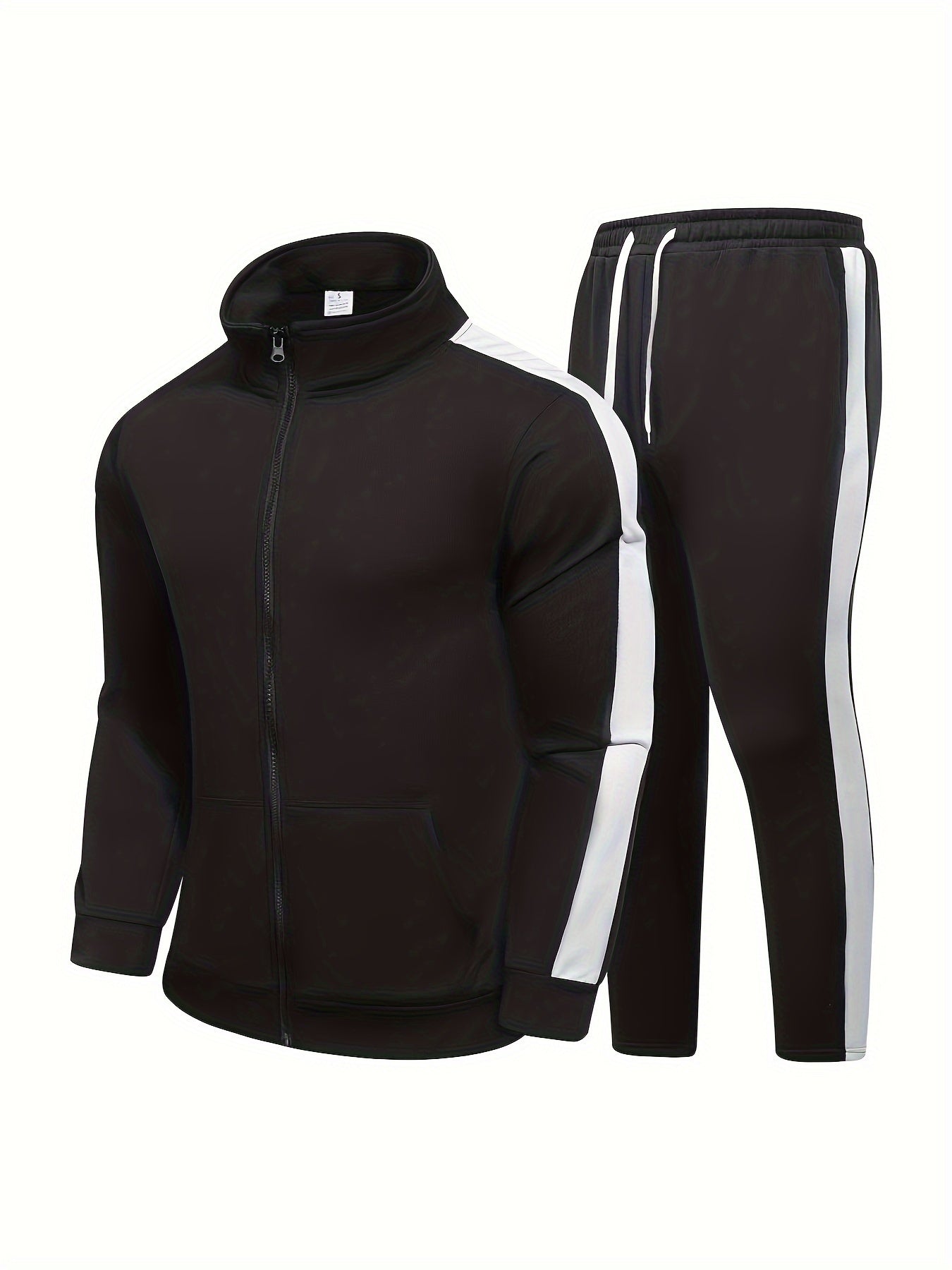 DARCY – Herren Sport-Set im Patchwork-Design mit Reißverschlussjacke - Schwarz
