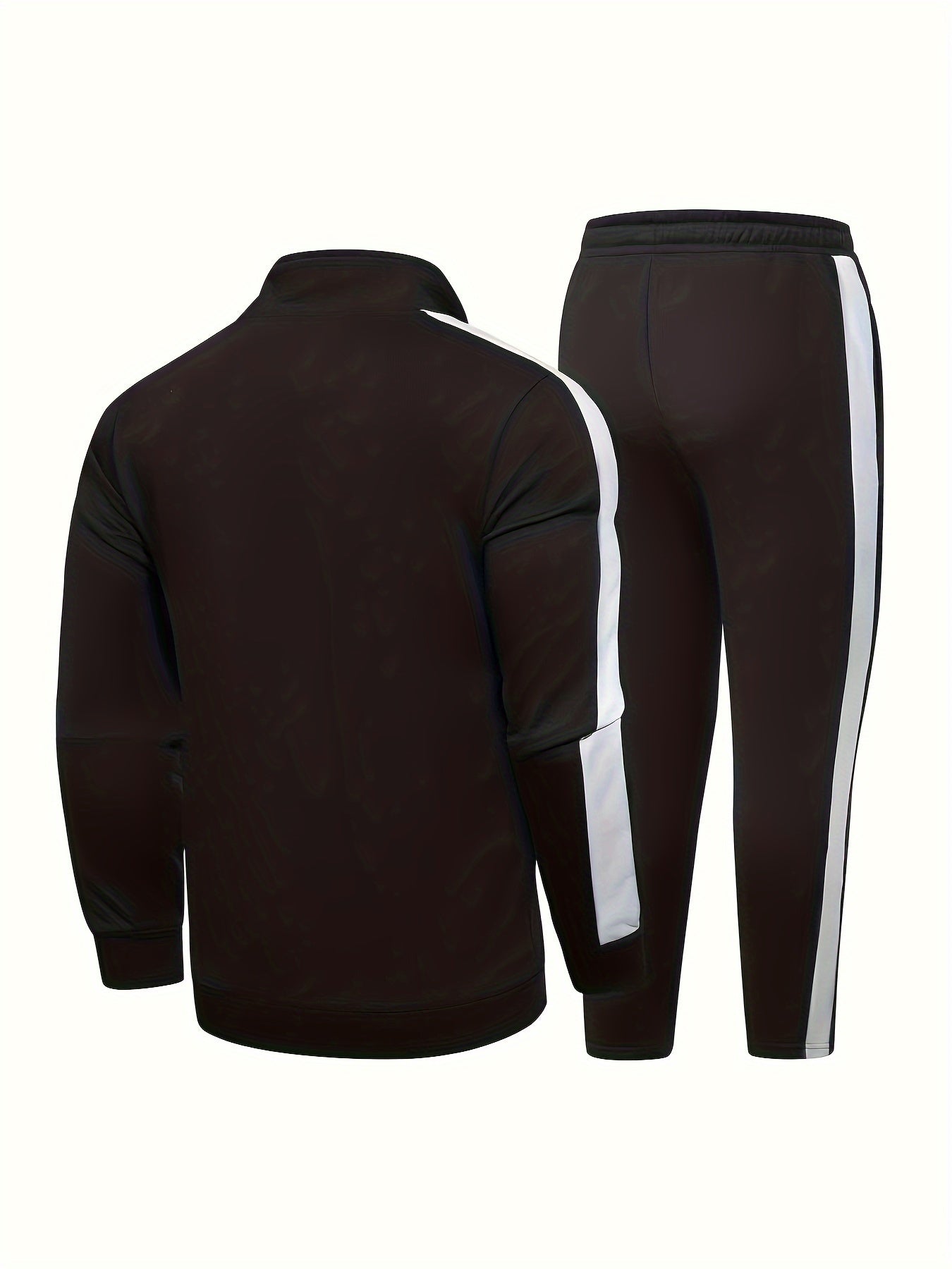 DARCY – Herren Sport-Set im Patchwork-Design mit Reißverschlussjacke - Schwarz