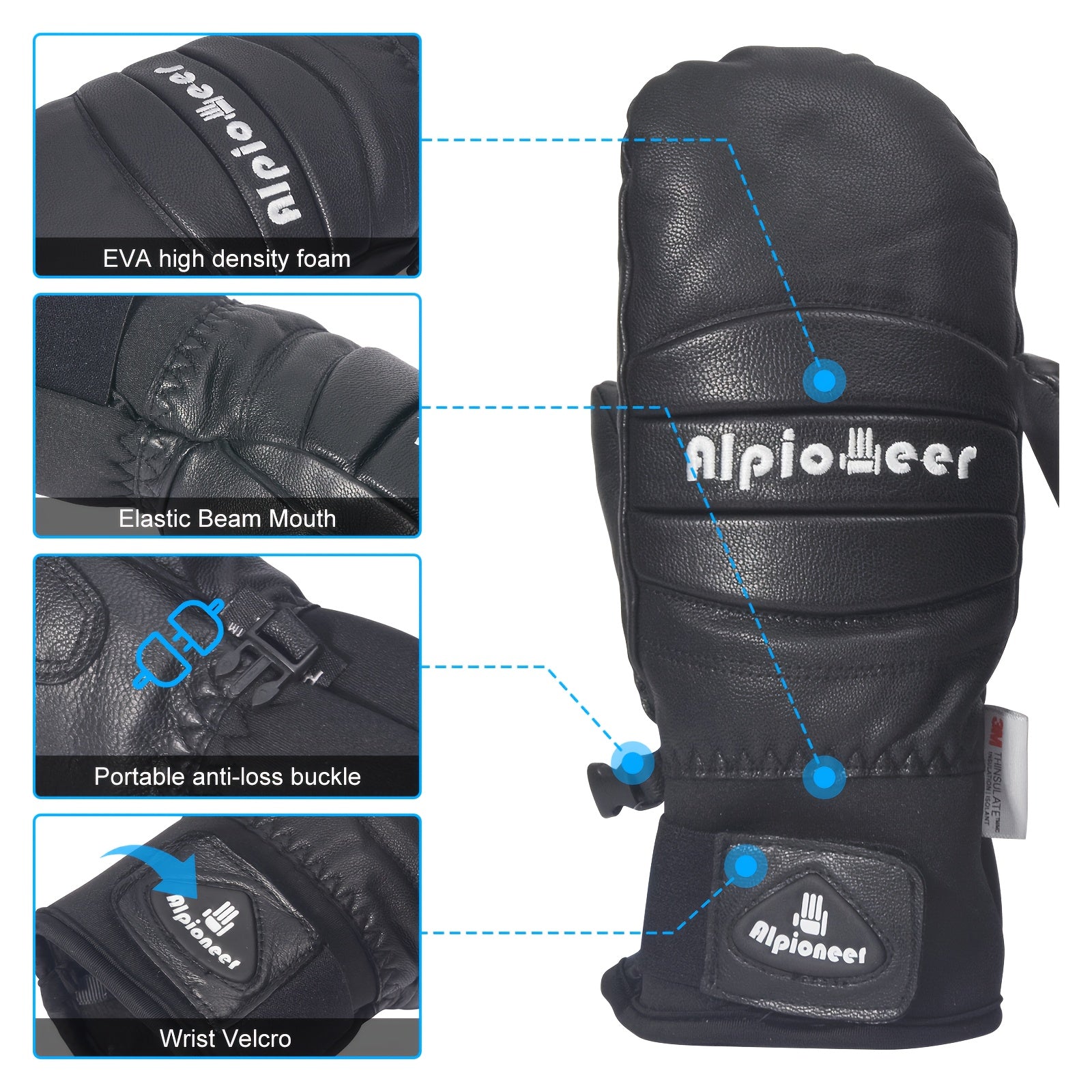 ALPIONEER - Damen Skihandschuhe aus Vollleder