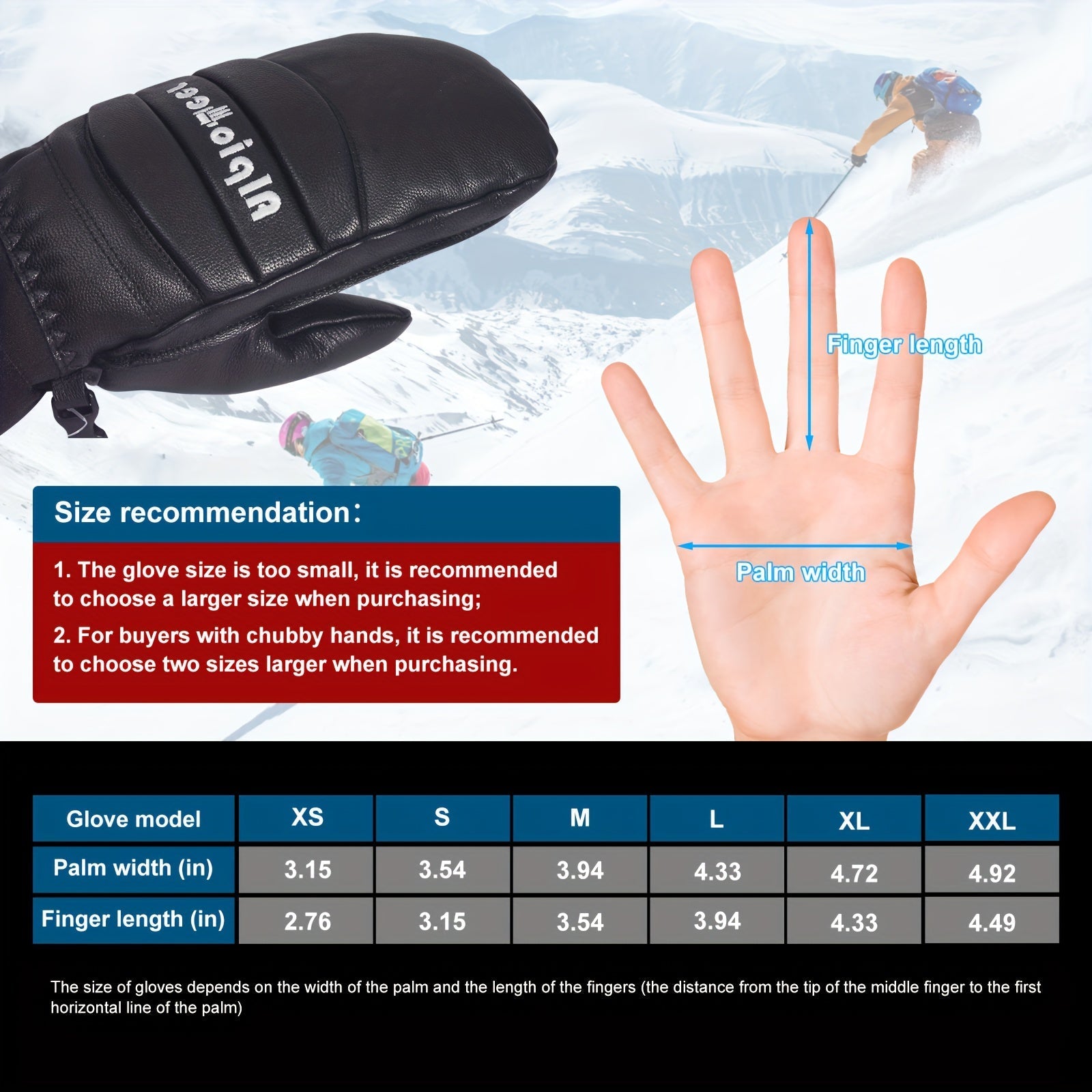 ALPIONEER - Damen Skihandschuhe aus Vollleder