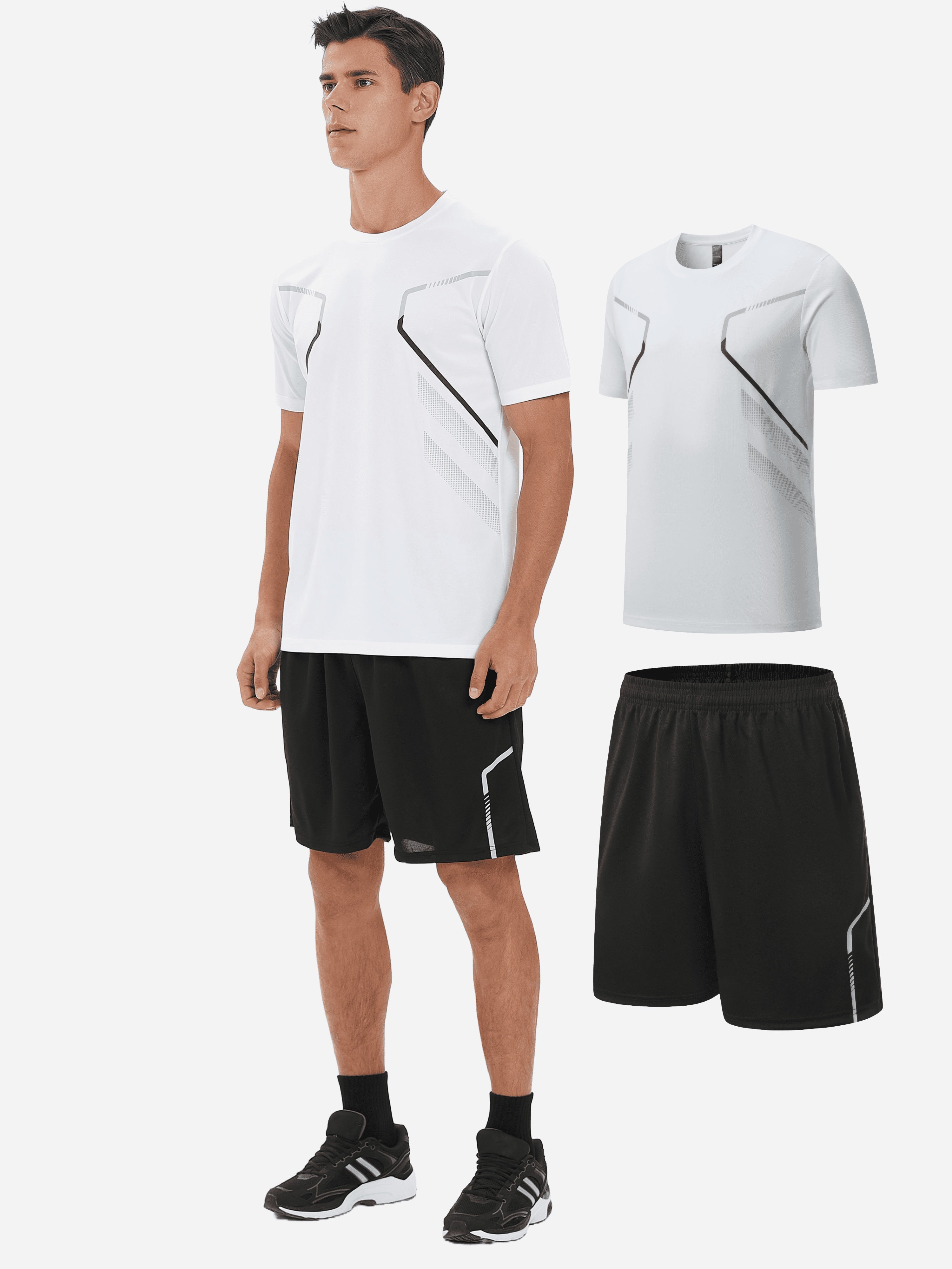 ÉMILE – Herren Sport-Set mit Streifen-Design für Sommer & Training - Weiß
