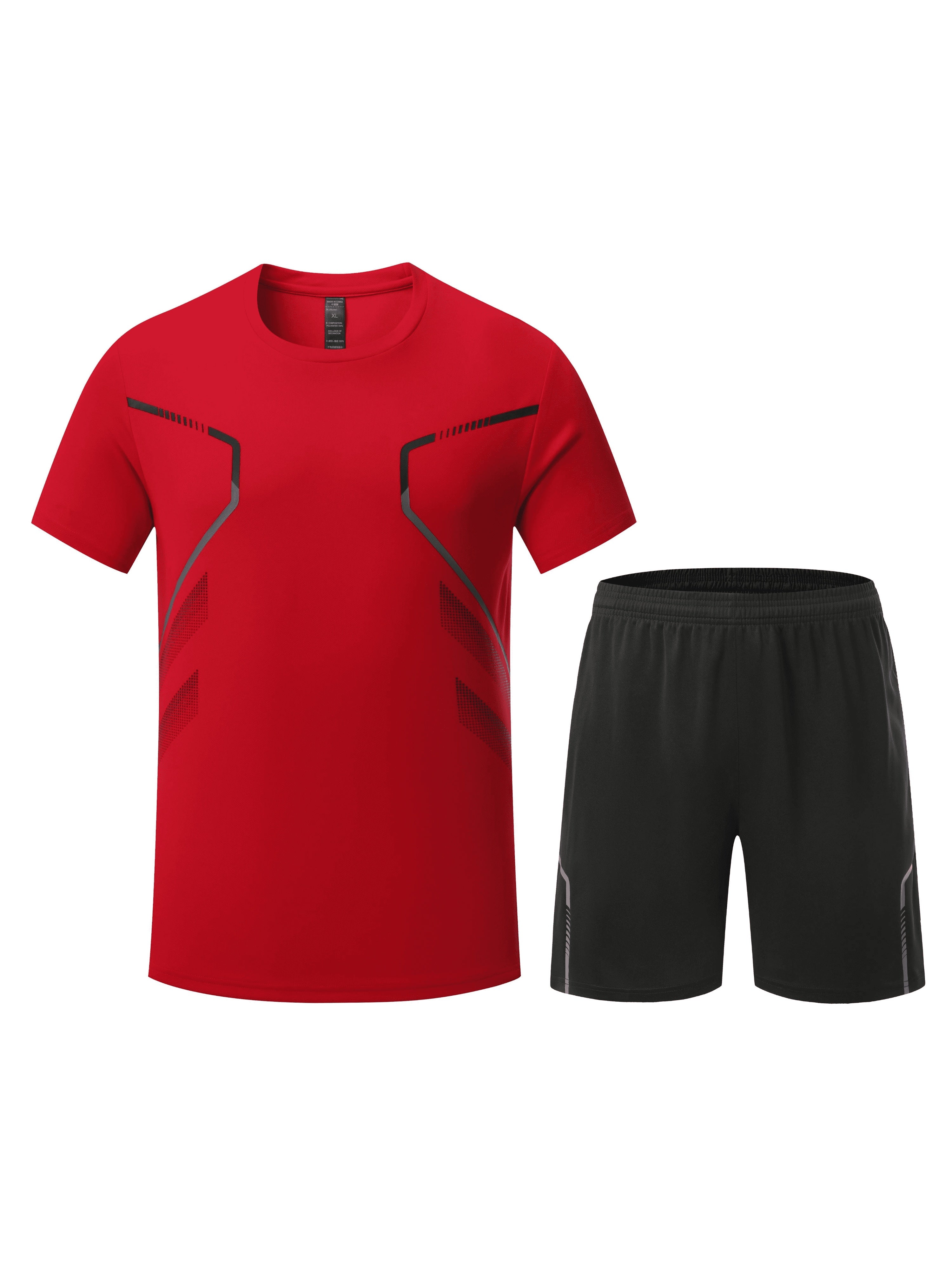 ÉMILE – Herren Sport-Set mit Streifen-Design für Sommer & Training - Rot