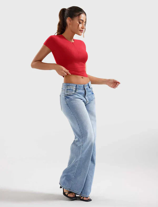 NYRA - Crop Top mit Reißverschluss -  Rot