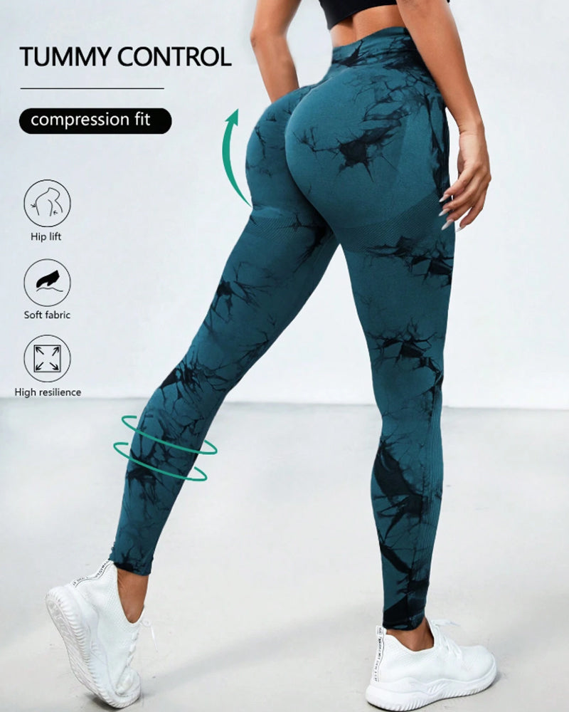 AURE - Tie-Dye Sportleggings mit Breitem Bund