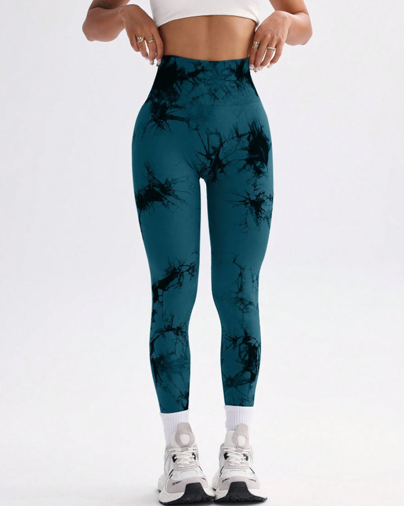 AURE - Tie-Dye Sportleggings mit Breitem Bund
